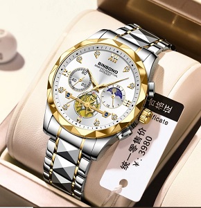 BINBOND B1236 Brand Fashion Tourbillon Dial Quartz Watches Men’s Luxury Stainless Steel